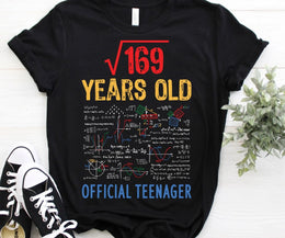 Square Root Of 169 13 Years Old Official Teenager Birthday T-Shirt Gifts Math Bday Party Mathematic Maths Science Unisex T-shirt