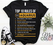 Aquarius 10 Rules Traits Facts Horoscope Zodiac Astrological Sign Funny Unisex T-Shirt Birthday Present Tees