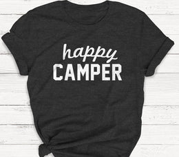 Happy Camper Shirt Camping Outdoor Summer Adventure Explore Nature Unisex Vintage T-Shirt Retro